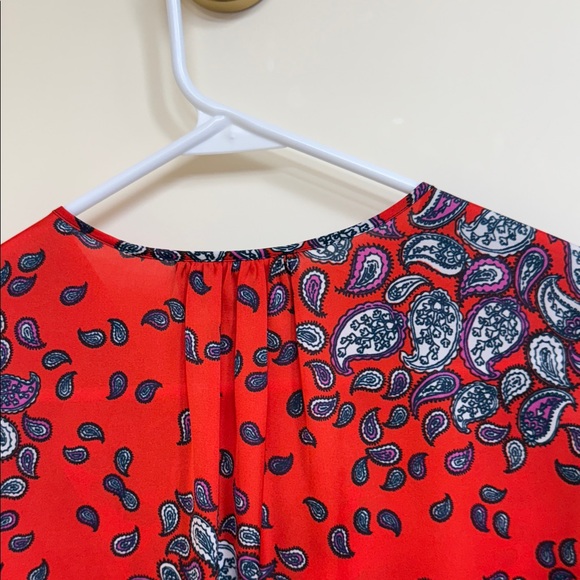 Jones New York Red and Navy Paisley Blouse - Picture 7 of 10